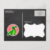 Invitation Carte Postale Cute Gator ; En vichy verte (Dos)