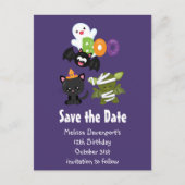 Invitation Carte Postale Cute Halloween Chat, chauve-souris, maman Enregist (Devant)