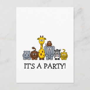 INVITATION CARTE POSTALE CUTE JUNGLE ANIMAUX AJOUTER VOTRE TEXTE