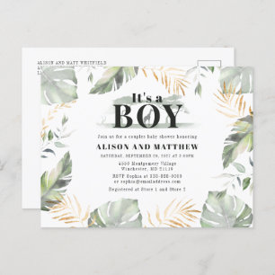 Invitation Carte Postale Cute Jungle Safari Baby shower Garçons Giraffe