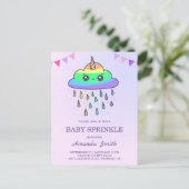 Invitation Carte Postale Cute Kawaii Rainbow Cloud Unicorn Baby Sprinkle (Debout devant)