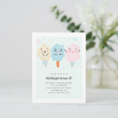 Invitation Carte Postale Cute Kawaii Sucre Candy Enfants Anniversaire (Debout devant)