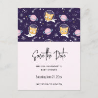Cute Kitty Chat Astronauts Motif Sauvez la date