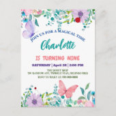 Invitation Carte Postale Cute Ladybug Polka point floral Fleur Nom d'annive (Devant)