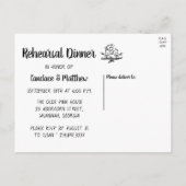 Invitation Carte Postale Cute Lovebird Black White Mariage Dîner de répétit (Dos)