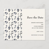 Cute Musical Notes Motif Enregistrer la date