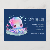 Invitation Carte Postale Cute Octopus Sea Creature Enregistrer la date (Devant)