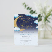 Invitation Carte Postale Cute Over the Moon Blue Boy Baby shower (Debout devant)