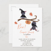 Invitation Carte Postale Cute Simple Halloween chauves-souris enfant 2e ann (Devant / Derrière)