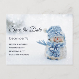 Invitation Carte Postale Cute Snowman en hiver Photo Enregistrer la date