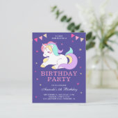 Invitation Carte Postale Cute Sweet Magique Unicorn fête d'anniversaire (Debout devant)