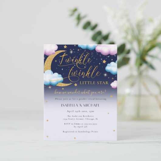 Invitation Carte Postale Cute Twinkle Twinkle Little Star Genre Reveillez (Debout devant)