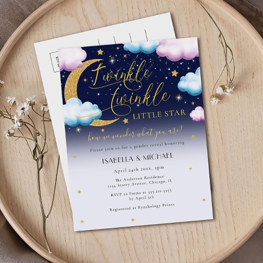 Invitation Carte Postale Cute Twinkle Twinkle Little Star Genre Reveillez