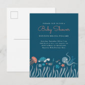 Invitation Carte Postale Cute Under the Sea Ocean Critters Baby shower (Devant / Derrière)