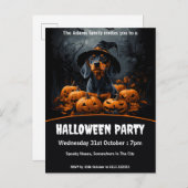 Invitation Carte Postale Dachshund Halloween Party (Devant / Derrière)