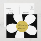 Invitation Carte Postale Daisy Black White Serez-Vous Ma Femme D'Accueil (Devant / Derrière)