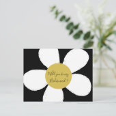 Invitation Carte Postale Daisy Black White Serez-Vous Ma Femme D'Accueil (Debout devant)
