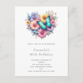 Invitation Carte Postale Daisy Flowers with a Beautiful Butterfly Birthday (Devant)