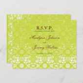 Invitation Carte Postale Damask Swils Lace Lime RSVP Mariage (Devant / Derrière)