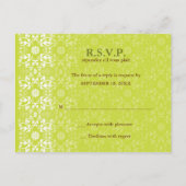 Invitation Carte Postale Damask Swils Lace Lime RSVP Mariage (Dos)