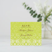 Invitation Carte Postale Damask Swils Lace Lime RSVP Mariage (Debout devant)