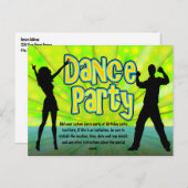 Invitation Carte Postale Dance Party, Neon Green/Black (Devant / Derrière)
