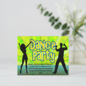 Invitation Carte Postale Dance Party, Neon Green/Black (Debout devant)