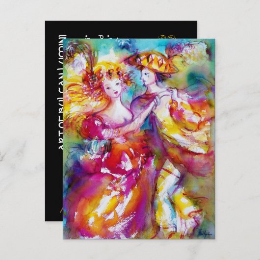 INVITATION CARTE POSTALE DANSE CARNIVALE (Devant / Derrière)
