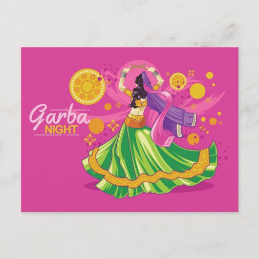 Invitation Carte Postale Danseur de nuit Garba, rose (Devant)