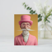 Invitation Carte Postale Dapper Gentleman en rose (Debout devant)
