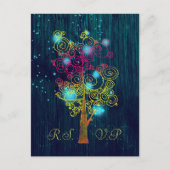 Invitation Carte Postale Dark Royal Blue Spiral Trees Mariage rustique RSVP (Devant)