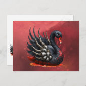 Invitation Carte Postale Dark Swan of Bones – Gothic Elegance  (Devant / Derrière)