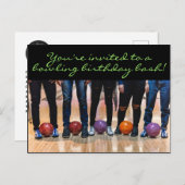 Invitation Carte postale de la partie de bowling d (Devant / Derrière)
