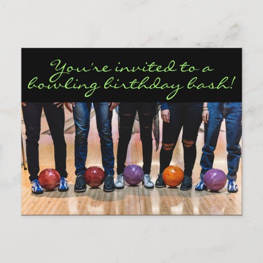 Invitation Carte postale de la partie de bowling d (Devant)