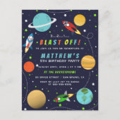 Invitation Carte Postale Décollage ! Fête d'anniversaire Fusée spatiale (Devant)