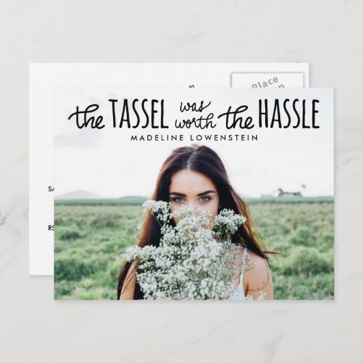 Invitation Carte Postale Décontracté Simple Cute Typography Diplômé Photo (Devant / Derrière)