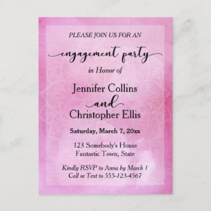Invitation Carte Postale Deep Rose Aquarelle Mandala