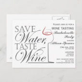 Invitation Carte Postale Dégustation de vin Bachelorette Party Conception d (Devant / Derrière)