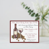 Invitation Carte Postale Dégustation de vin Cocktail Party Raisins bouteill (Debout devant)
