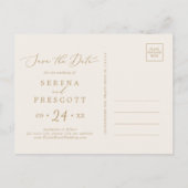 Invitation Carte Postale Delicate Gold and Cream Enregistrer la date (Dos)