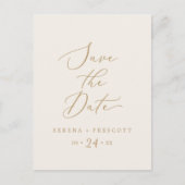 Invitation Carte Postale Delicate Gold and Cream Enregistrer la date (Devant)