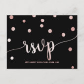 Invitation Carte Postale Demande de Chanson Confetti rose Gold & Black Glam (Devant)