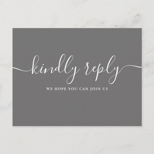 Invitation Carte Postale Demande de chanson de mariage RSVP écriture grise  (Devant)