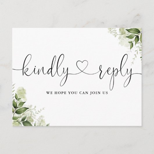 Invitation Carte Postale Demande de chanson de script de cœur de feuilles d (Devant)