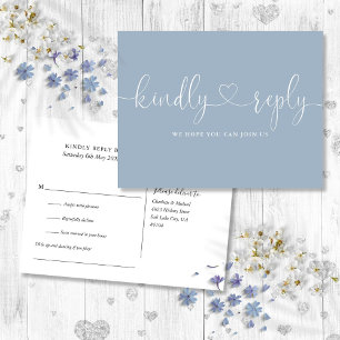 Invitation Carte Postale Demande de chanson et RSVP avec écriture cœur bleu