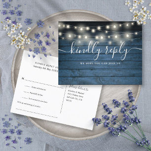 Invitation Carte Postale Demande de chanson et RSVP pour guirlandes rustiqu
