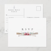 Invitation Carte Postale Demande de chanson et RSVP pour mariage avec rames (Devant / Derrière)