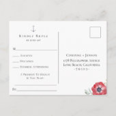 Invitation Carte Postale Demande de chanson et RSVP pour mariage avec rames (Dos)