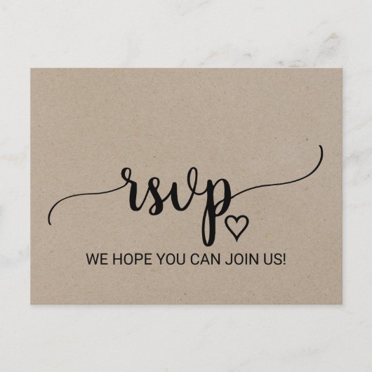 Invitation Carte Postale Demande de chanson Kraft simple RSVP (Devant)