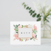 Invitation Carte Postale Demande de chanson RSVP de mariage avec cadre flor (Debout devant)